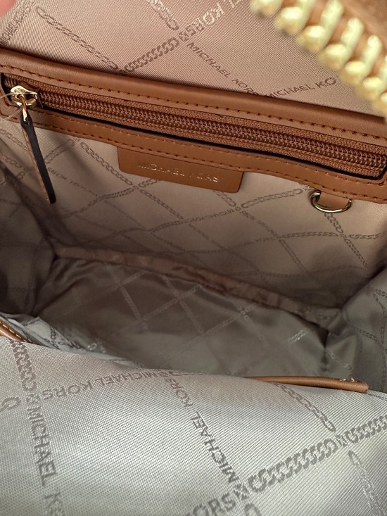 NWT Michael Kors Valerie Medium Logo Backpack Vanilla Acorn White Brown Handbag main image 4